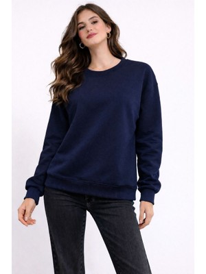 CGA Kadın Sweatshirt Basic Bisiklet Yaka Basic Sweatshirt