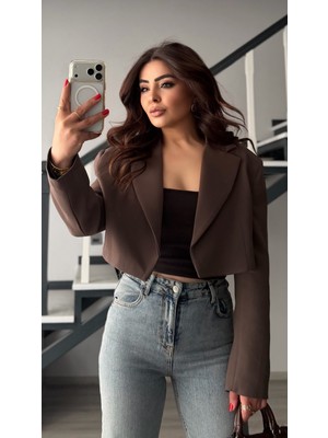 Elisin Kahve Premium Vatkalı Kısa Ceket