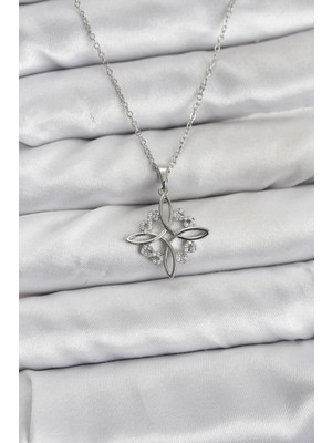 316L Çelik Zincir Gümüş Renk Sonsuzluk Model Zirkon Taşlı Kadın Kolye