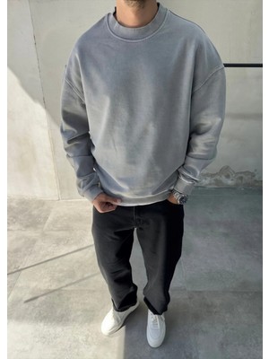 Difransel Jeans Erkek Yıkamalı Oversize Sweatshirt