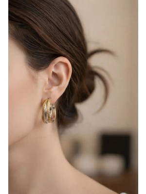 Trendy Iki Renkli Kalın Halka Küpe