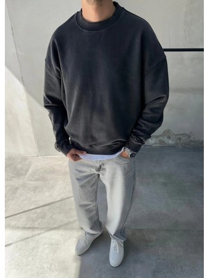 Difransel Jeans Erkek Yıkamalı Oversize Sweatshirt