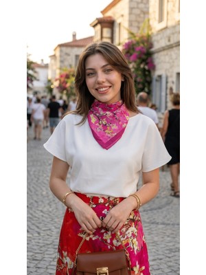 Ege Fular Şal Van Gogh Koleksiyonu Ressam Desenli Ipek Rayon Fular - 55X55 cm Italyan Dikişli