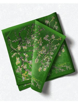 Ege Fular Şal Van Gogh Koleksiyonu Ressam Desenli Ipek Rayon Fular - 55X55 cm Italyan Dikişli