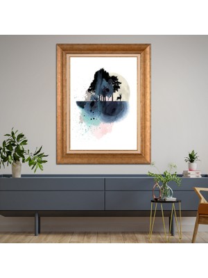 Giyense Altın Varaklı Çerçeveli Paspartulu Tablo DRE1668