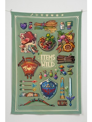 Charmbi Gamer Duvar Örtüsü -  Çok Renkli Anime Temalı Kumaş Oda Dekoru Tapestry