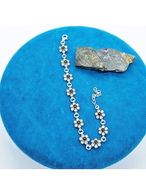 Tesbih Pasajı Su Yolu Zirkon Papatya Model Oltu Taşı Işçilikli 925 Ayar G