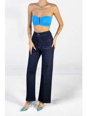 Lacarino 7865 Wıde Leg Crop Kadınjean Pantolon