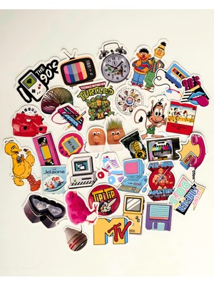 Vintage Retro 90'lar Sticker Set Bullet Journal Ajanda Tablet Telefon Laptop Etiket Çıkartma