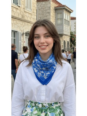 Ege Fular Şal Van Gogh Koleksiyonu Ressam Desenli Ipek Rayon Fular - 55X55 cm Italyan Dikişli