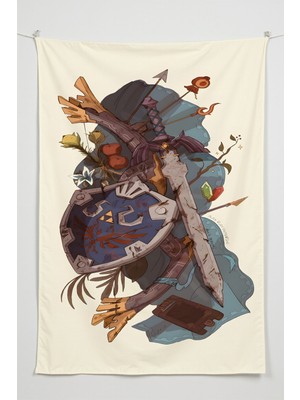 Charmbi Gamer Duvar Örtüsü -  Çok Renkli Anime Temalı Kumaş Oda Dekoru Tapestry