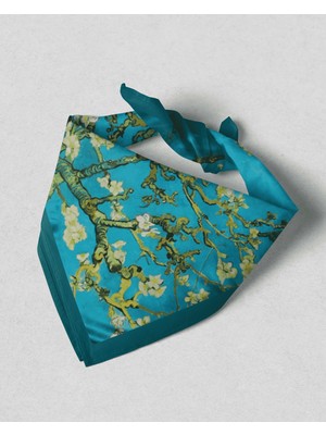 Ege Fular Şal Van Gogh Koleksiyonu Ressam Desenli Ipek Rayon Fular - 55X55 cm Italyan Dikişli