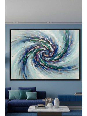 Safir Design Modern Soyut Girdap Tasarımlı Çerçeveli Duvar Tablosu