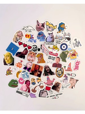 50 Adet Mood Meme Mizah Sticker Set Bullet Journal Ajanda Tablet Telefon Laptop Etiket Çıkartma
