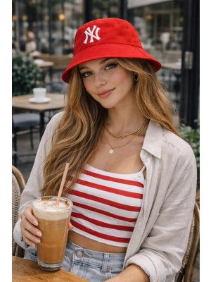 Wearflawless Trend Ny Nakışlı Bucket Kova Şapka, Kova Şapka, Bucket Şapka, Yazlık Kova Şapka, Günlük Şapka