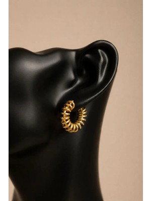 Modern Tasarım Altın Renk Kalın Halka Küpe