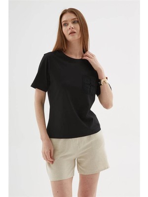 Fashion Friends 25Y0026K1 Kadın Kroşe Cepli  Bluz