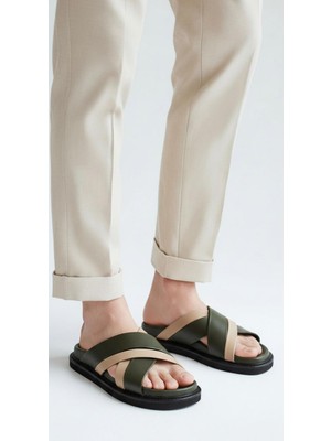 Erkek Hakiki Deri Eva Günlük Terlik