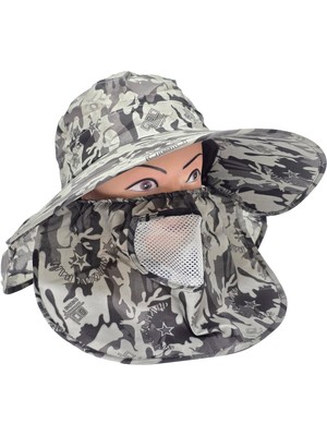 Hasyılmaz Fileli Maske ve Ense Koruyucu Geniş Kenarlı Balıkçı Şapkası Model 2