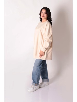 İkoll Ikoll 0035782 Kadın Tonaton Baskı ve Taşlı S-Shırt