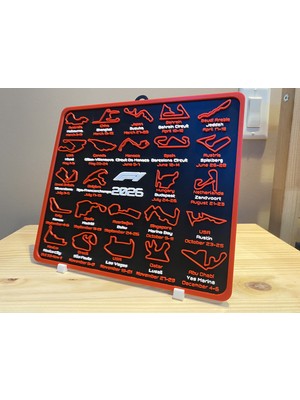 MakinoLab 2026 F1 Takvimi - Ülke - Mekan - Tarihli Masaüstü ve Duvara Monte Dekor (3d)