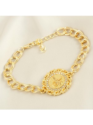 Zero Land Xmpdby Osmanlı Tuğralı Taşlı Bileklik-Sarı