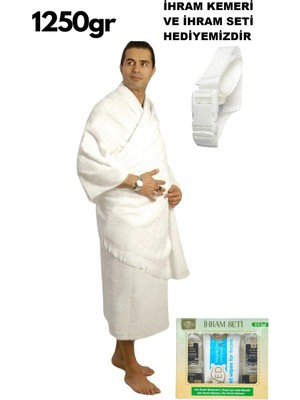 luxurianthome Lüks Hac Ihramı 1250 gr Ihram Kemeri ve Ihram Seti Hediye