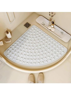 Zuzu Made Vantuzlu Midye Tasarımlı Kaydırmaz Duş ve Banyo Paspası 54X54 cm Beyaz Renk Pearlette Bath Mat