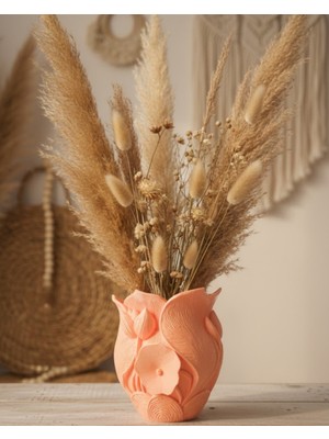 Zero Land Xmpdby 3D Özel Baskı Turuncu Çiçekli Dekoratif Vazo Salon Ofis Dekoru