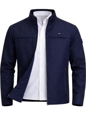 Sivaist Lacivert Erkek Pamuk Polyester Karışımlı Su ve Rüzgar Geçirmez Mevsimlik&yazlık Mont