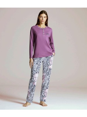Pijapia 2224 Kadın Zebralı Uzun Kollu Pijama Takımı
