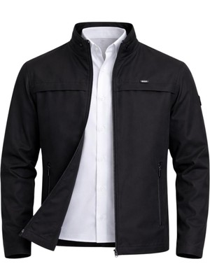 Sivaist Siyah Erkek Pamuk Polyester Karışımlı Su ve Rüzgar Geçirmez Mevsimlik&yazlık Mont