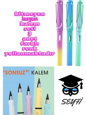 Seyfi Kırtasiye Bitmeyen Kurşun Kalem Seti 3 Adet Farklı Renk Yollanmaktadır