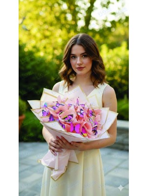 Vizyon Çiçek  Ledli Kelebek Buketi Pembe Kelebek Buketi Plastik Gövdeli Kelebek Buketi