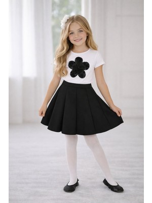 Dıgıl Kids Kız Çocuk Çiçek Desenli T-Shirt Etek Takım