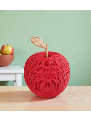 Felis Arte Doğal Rattan Kırmızı Elma (Large) , El Dokuması , El Boyaması , Art Deco , Kapaklı