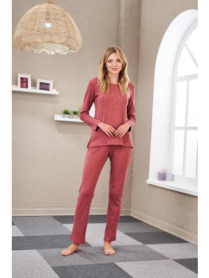 Pjs 23553 Kadın 4 Mevsim Yumuşak Rahat Kesim Uzun Kollu Yumoş Pijama Takım