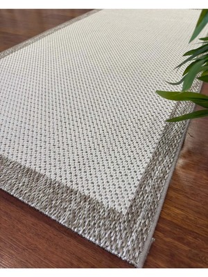 NarStore Home Sisal Beyaz Gri Jüt Hasır Bordürlü Model Renk Dokuma Yıkanabilir Toz Vermez Halı