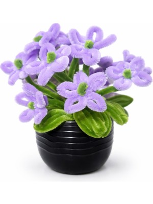 Akın Hediyelik Mor Şönil Yapay Çiçek – Siyah Saksılı Dekoratif Tasarım