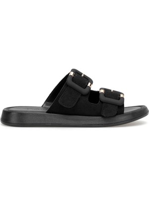 Ayakkabı Fuarı Elit PM543 K842 Kadın Düz Terlik Siyah