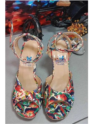 Bitangosu "renklerin Dansı" 8,5 cm (13PONT) Açık Topuk Kadın Tango Dans ve Salon Ayakkabısı