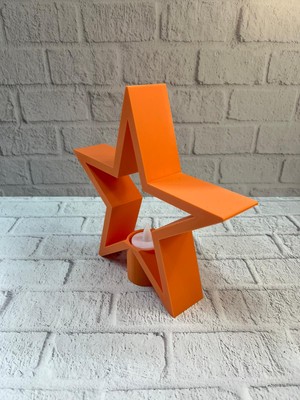 xirshop Dekoratif Yıldız Şeklinde Turuncu Mumluk Ev Aksesuarı