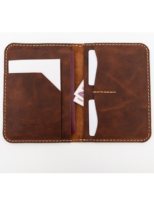 Hasko Atelier Pasaport Kılıfı Kahverengi Hakiki Deri Şık ve Dayanıklı Pasaport Koruyucu