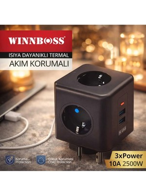 Banum Luxury Isıya Dayanıklı Termal Akım Korumalı Smart Akım Dengeleme 2xusb Type-C Power Priz