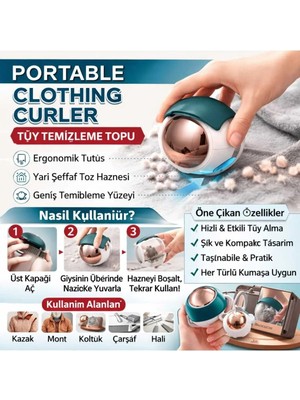 Banum Luxury Taşınabilir ve Yıkanabilir Tiftik Tüy Toplayıcı Kıl Toz Elbise Temizleyici Top