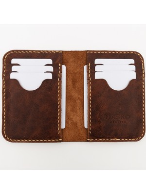 Hasko Atelier Cüzdan Dikey 8 Gözlü El Yapımı Hakiki Deri 8/16 Kart Kapasiteli El Dikişi Erkek Cüzdanı