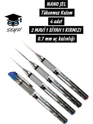 Belirtilmemiş Pensan Nano Gel 4'lü Set 0.7 mm Tükenmez Kalem Imza Kalemi Türk Malı 4 Adet