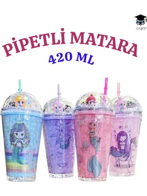 1 Adet Desenli Plastik Pipetli Bardak 420ML Karma Renk Yollanmaktadır