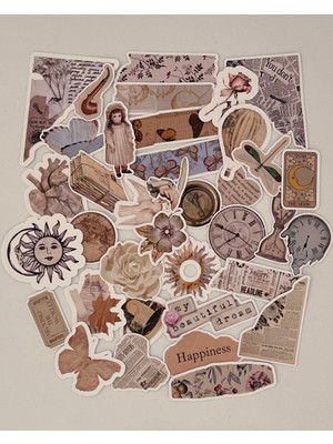 Vintage Journal Sticker Set Bullet Journal Ajanda Tablet Telefon Laptop Etiket Çıkartma