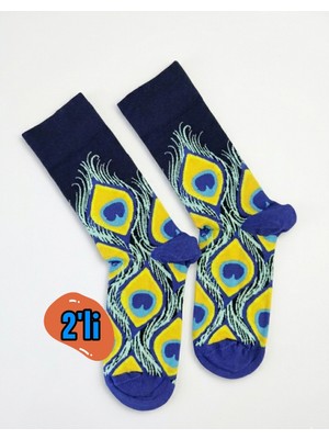 Eminence 2 Çift Unisex Desenli Penye Pamuk Çorap